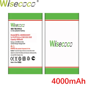 WISECOCO 4000mAh AB2900AWMT AB2900AWMC Batería Para PHILIPS Xenium X1560 X1561 X5500 CTX1560 CTX1561 CTX5500 Teléfono+Código de Seguimiento