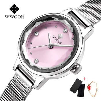 WWOOR de Oro Rosa de las Mujeres Relojes de Lujo Reloj de Pulsera de Señoras Impermeable de Mujer de Cuarzo Reloj de Acero Inoxidable Reloj Casual de Regalo 2020