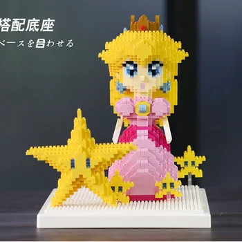 Weagle 2508 Video Juego Super Mario Peach la Princesa Estrella Rosa de Niña Modelo 3D 1484pcs Diamante Mini Construcción de Pequeños Bloques de Juguete sin Caja