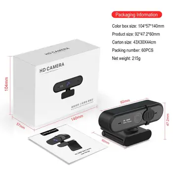 Webcam 1080P Enfoque Automático USB Full HD Cámara Web con Micrófono Cam para Mac Ordenador Portátil de Vídeo de Youtube en Vivo de Streaming de Trípodes