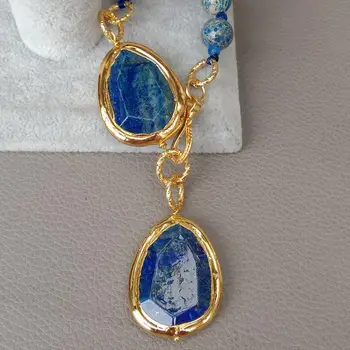 Y·YING Mar Azul de Sedimentos Jaspers Collar Natural Colgante de Lapislázuli 23