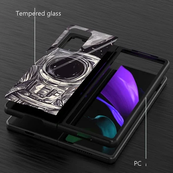 Z Fold2 Funda Case para Samsung Galaxy Z doble 2 Caso el Espacio Astronauta de Vidrio Templado Shell Coque Teléfono Cubierta de la caja de Capa Z 2 Veces