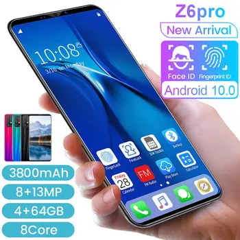 Z6 Pro Smartphone de 5.8 Pulgadas de la Pantalla del Smartphone 512M+Smartphone Android 4G 3D de Cristal Plateado de la Espalda Cubierta de Negro