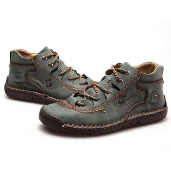 ZYYZYM Hombres Zapatos Casual Zapatos de Cuero de los Hombres 2020 Otoño Invierno Retro Trabajo hecho a mano de la Moda Británica Alto Hombre Zapatos de Gran Tamaño 38-48