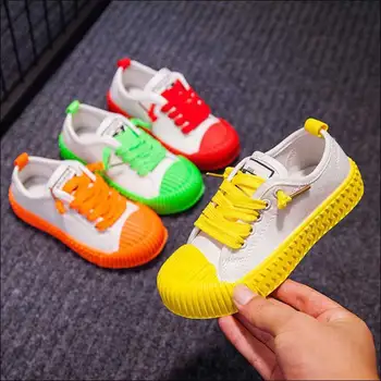 Zapatillas de lona Niños Zapatillas de Deporte de Blanco Otoño Casual 2019 permeable al Aire Niñas Zapatos de Lona de Niños del Bebé de los Niños Zapatos para Caminar #27