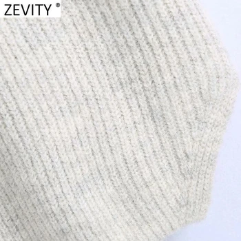 Zevity Nueva 2021 Mujeres De La Moda O El Cuello Del Color Sólido Tejido De Punto Suéter De Mujer Sin Mangas Casual Chaleco Suelto Chic 