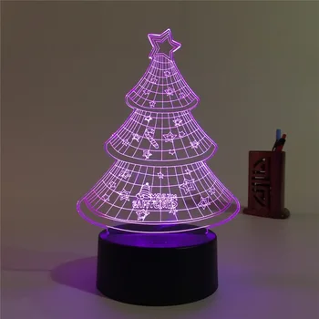 Árbol de navidad en 3D ilusión Visual Noche de Luz de 7 Colores Cambio de Escritorio LED de la Lámpara del Dormitorio de la Decoración del Hogar, de Regalo de Navidad